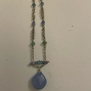 Chalcedony, apatite and tanzanite necklace